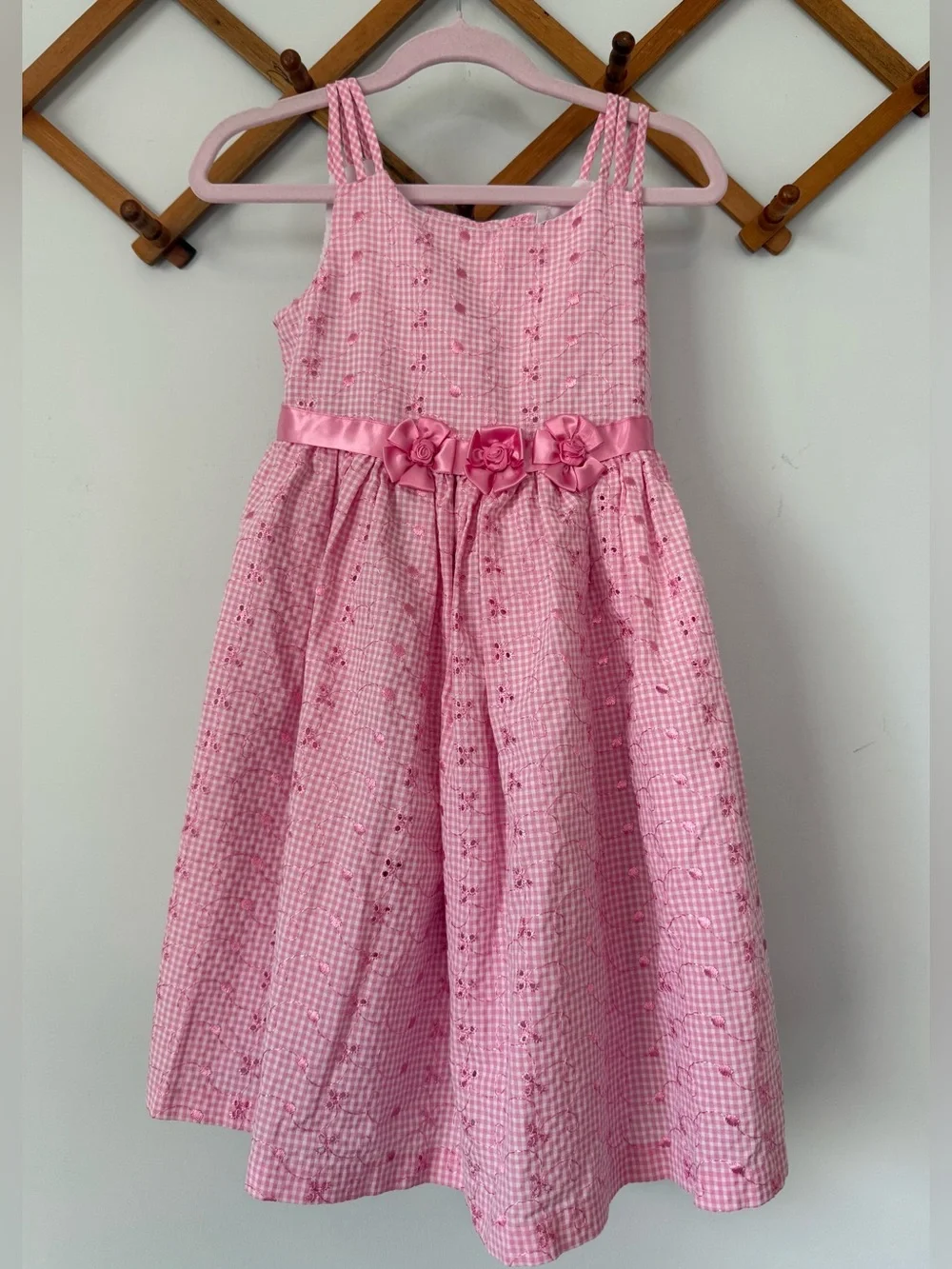 Jessica Ann Girl’s Pink & White Eyelet Dress Sz. 4